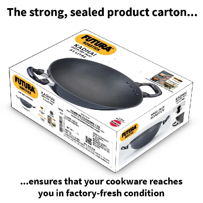 Hawkins Futura Deep Fry Pan, Non Stick Kadai, Round Bottom Kadhai, Black (NK25), 2.5l-6.webp